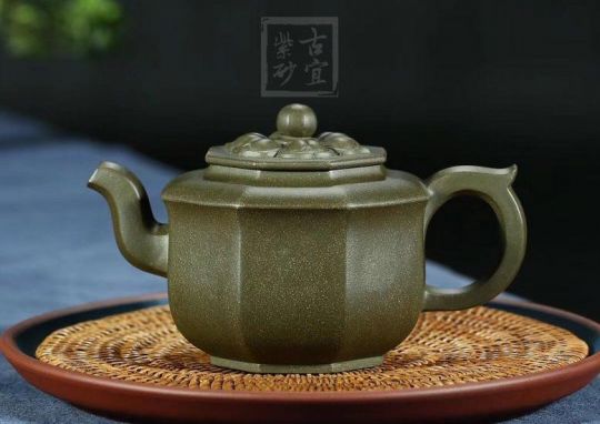 《如意八方》宜興紫砂壺高級(jí)工藝美術(shù)師純手工民國綠中壺茶具泡茶壺八方